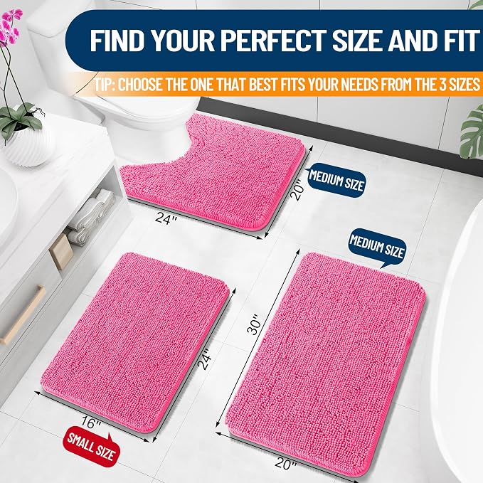 OLANLY Bathroom Rugs 24x16, Extra Soft Absorbent Chenille Bath Rugs, Rubber - Image 2