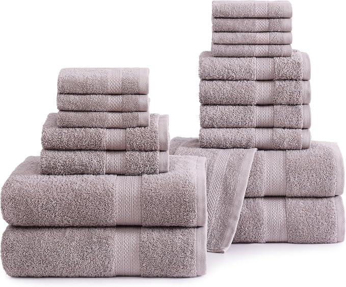 LANE LINEN Ring Spun Cotton Bath Towel Set, 8 Washcloths, 6 Hand Towels by LaneLinen