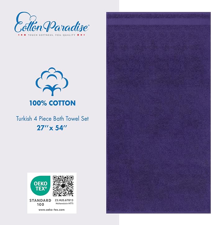 Cotton Paradise 4 Piece Turkish Bath Towels - Image 5