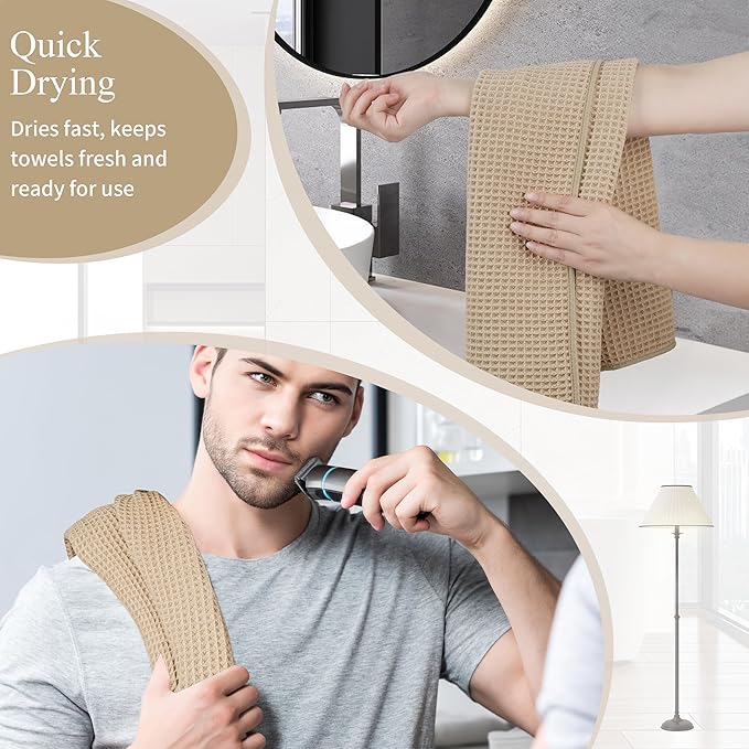 Microfiber Waffle Hand Towels, 4 Pieces, Fast Drying, Lint Free - Image 5