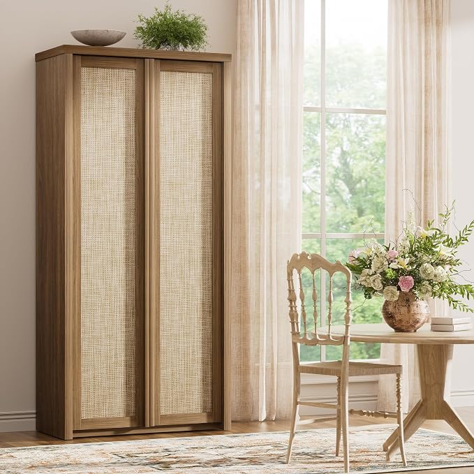 Yechen 67" Tall Kitchen Pantry Cabinet, Rattan Storage Cabinet by Yechen