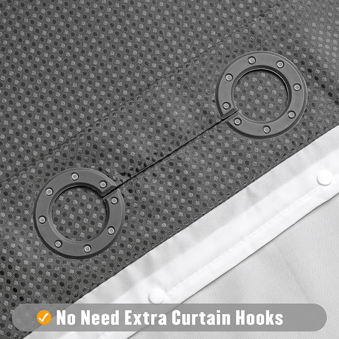 MitoVilla No Hooks Needed Extra Long Shower Curtain Liner Set - Image 3