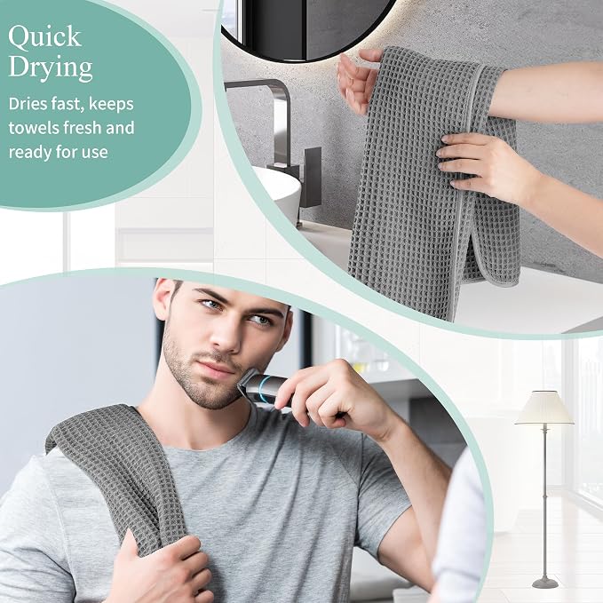 Microfiber Waffle Hand Towels, 4 Pieces, Fast Drying, Lint Free - Image 5
