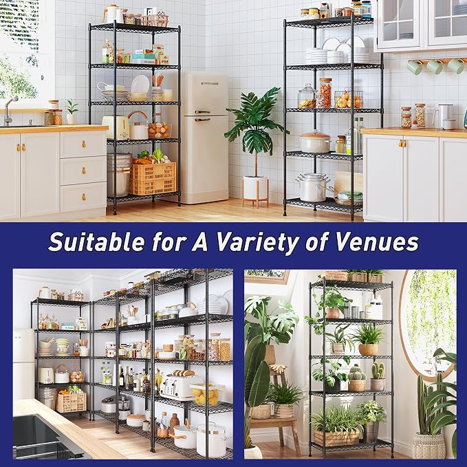 5-Tier Shelf, Shelves Capacity 1010LBS, Storage Shelves Adjustable Wire Shelving - Image 9