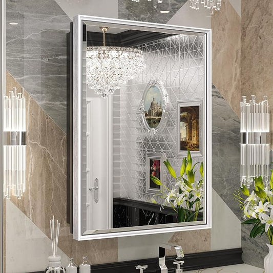 Keonjinn 17" x 25" Silver Bathroom Medicine Cabinets by Keonjinn