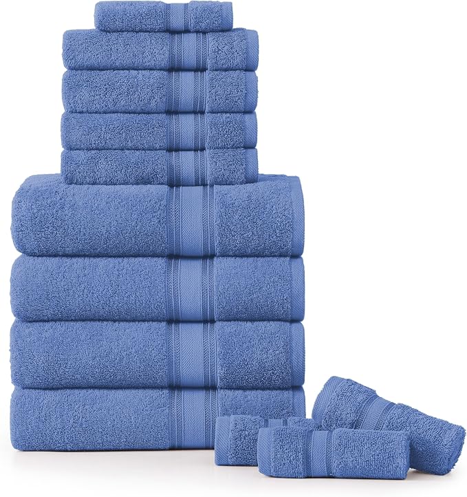 LANE LINEN Premium Bath Towel Set of 12 – 100% Cotton, 4 Bath, 4 Hand Towels & by LaneLinen