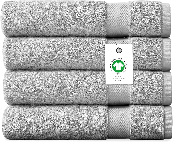 Delara Organic Cotton Luxuriously Plush Bath Sheet Pack of 4 | GOTS & OEKO-TEX by Delara