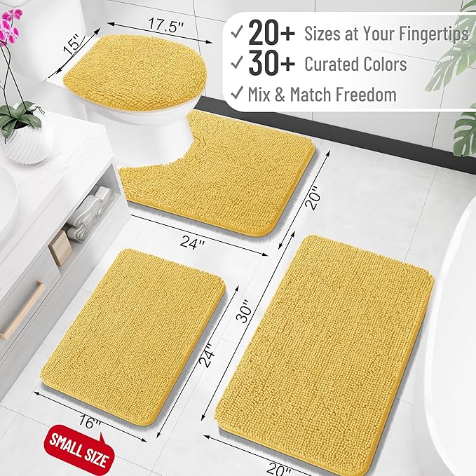 OLANLY Bathroom Rugs 24x16, Extra Soft Absorbent Chenille Bath Rugs, Rubber - Image 2