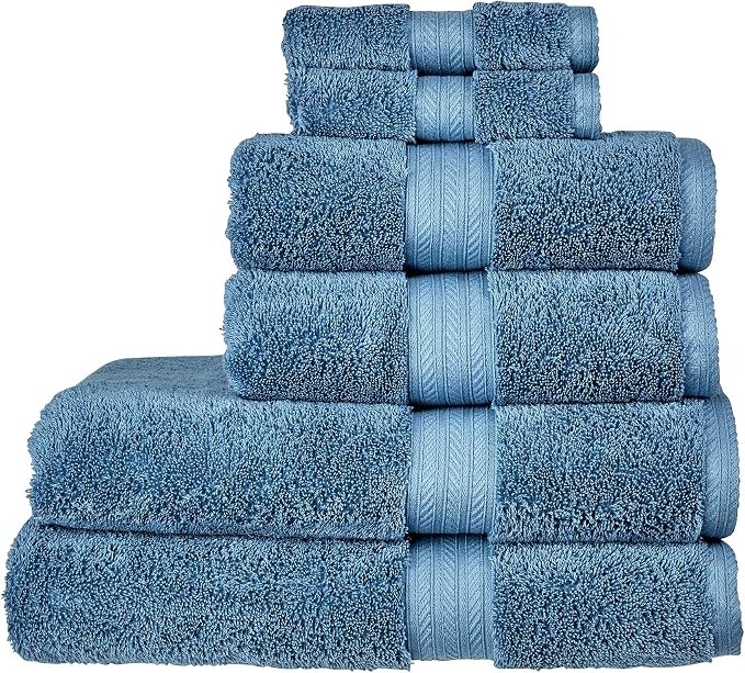 Christy Renaissance 6 Piece Towel Set | Denim Blue | 100% Egyptian Cotton | by Christy