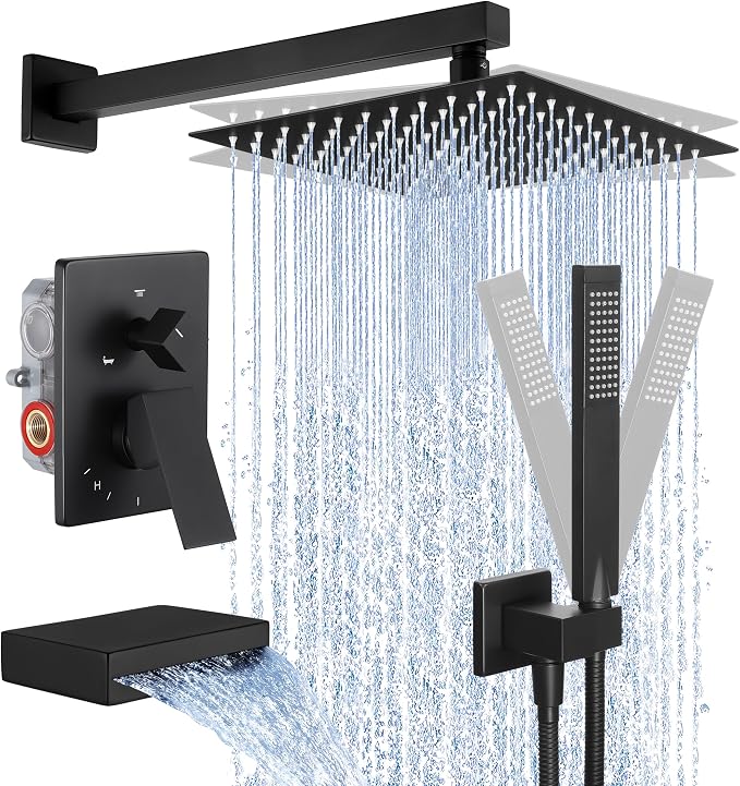 KES Shower System with Tub Spout, Matte Black Shower Faucet Set Complete 10 by KES