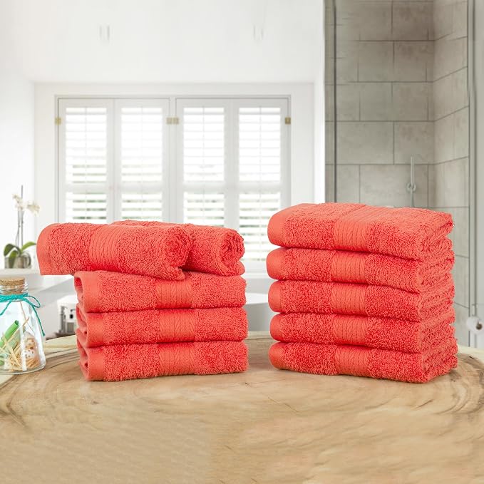 Ample Decor Wash Cloths Pack of 10, Oeko Tex Certified 600 GSM 100% Cotton Soft - Image 2