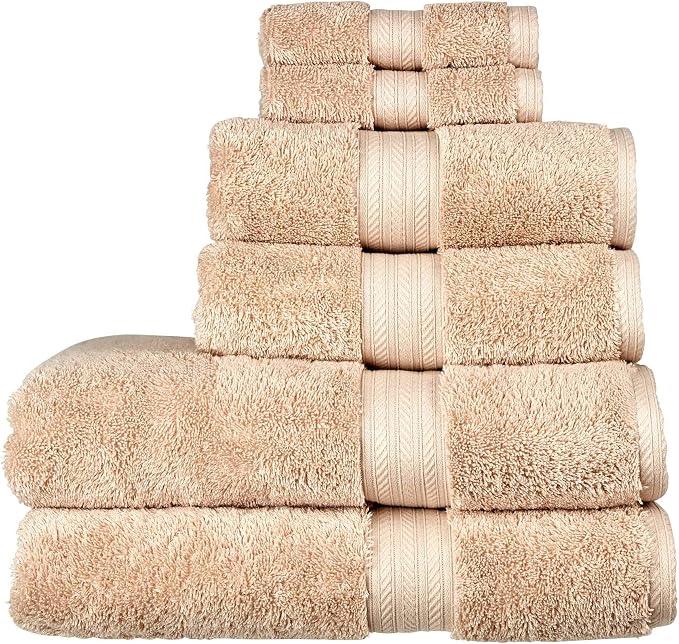 Christy Renaissance 6 Piece Beige Towel Set | 100% Egyptian Cotton | Luxury by Christy