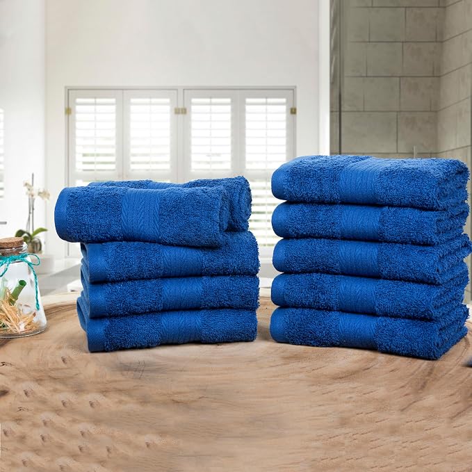 Ample Decor Wash Cloths Set of 10 12 X 12 Inch 100% Cotton 600 GSM, Soft - Image 2