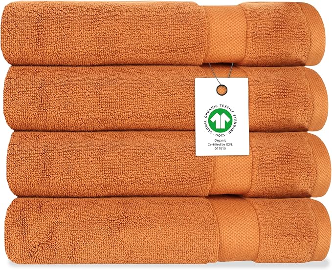 Delara Organic Cotton Luxuriously Plush Bath Sheet Pack of 4 | GOTS & OEKO-TEX by Delara