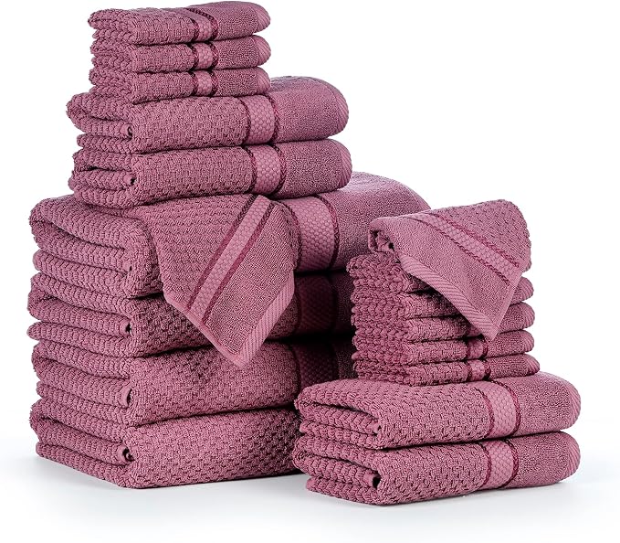 Ample Decor 100% Cotton 18 Pcs Bathroom Towel Set, Luxury Bath Towels - Image 8