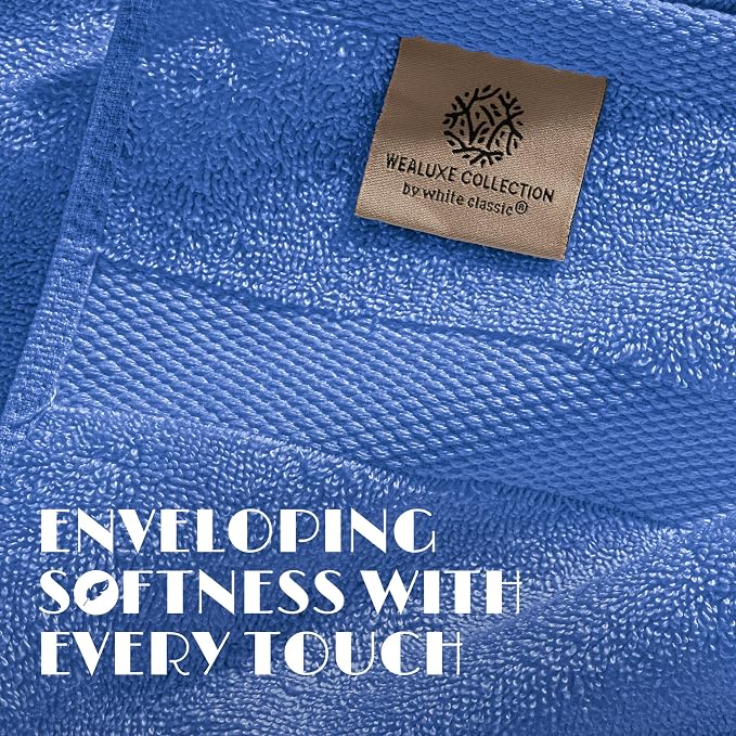 White Classic Light Blue Hand Towels - Image 3