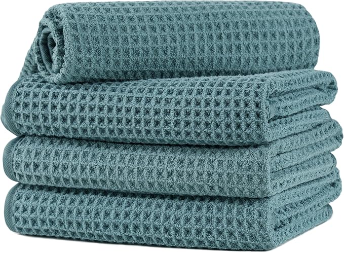 Microfiber Waffle Hand Towels, 4 Pieces, Fast Drying, Lint Free by Unknown