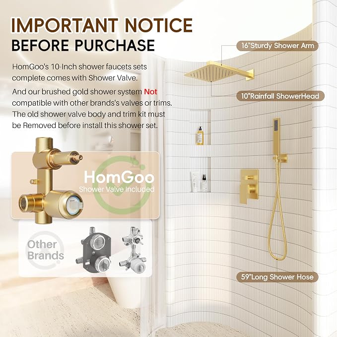 Gold Shower System, Shower Faucet Set - Image 3