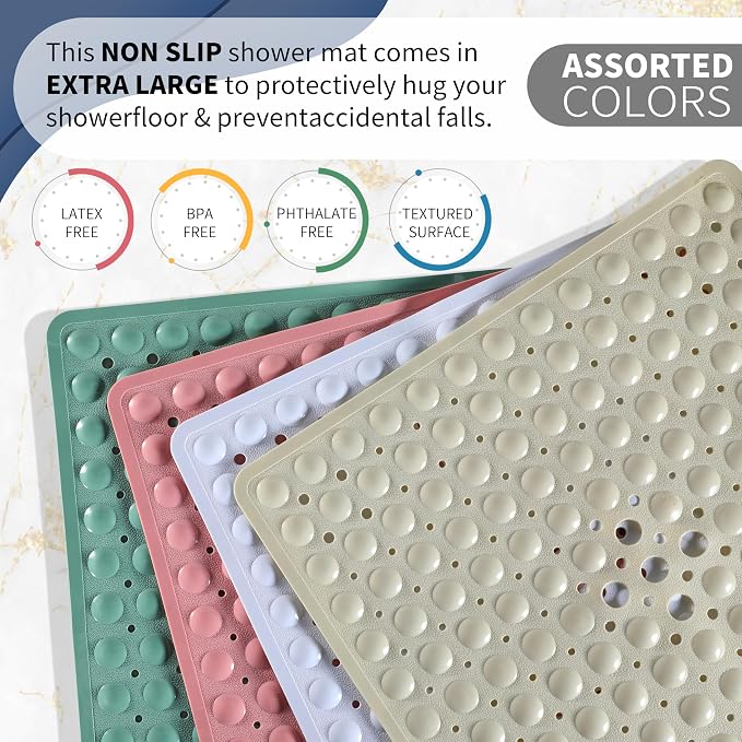Yimobra Shower Stall Mat Non Slip, 21x21 Inch, Soft Square Bath Mat - Image 6