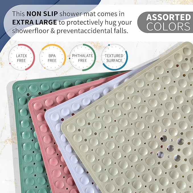 Yimobra Shower Stall Mat Non Slip, 21x21 Inch, Soft Square Bath Mat - Image 6