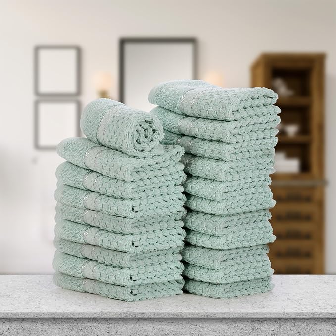 Ample Decor 100% Cotton Washcloths Set of 20 12 X 12 Inch - Image 2