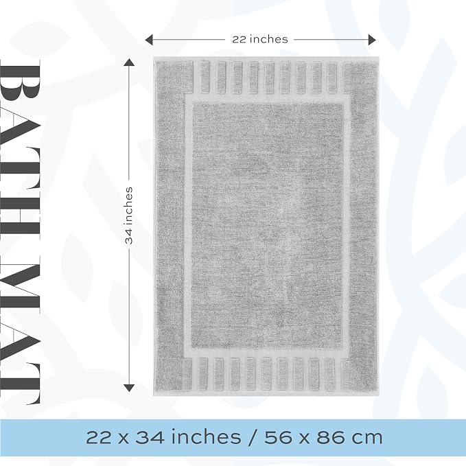 White Classic Luxury Bath Mat Floor Towel Set - Image 3