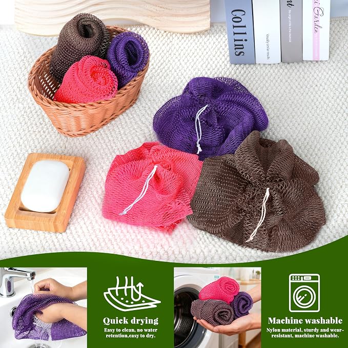 African Net Sponge Authentic, 3 Pieces Exfoliating Scrubber Bath Sponge - Image 5