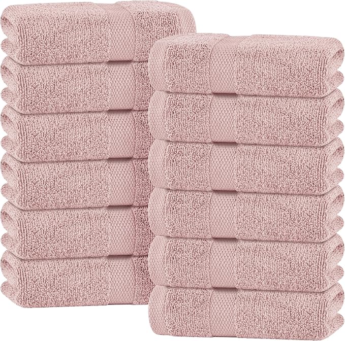 White Classic Pink Hand Towels for Bathroom Cotton Hand Towel Bulk for Gym by WhiteClassic