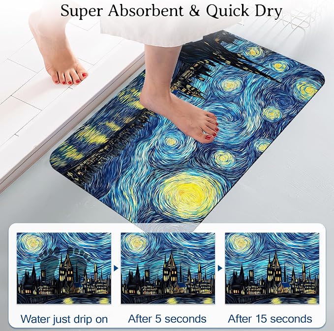 Elightvap Bath Mat Starry Night Bathroom Rug, Soft and Non Slip Bath Rugs - Image 3