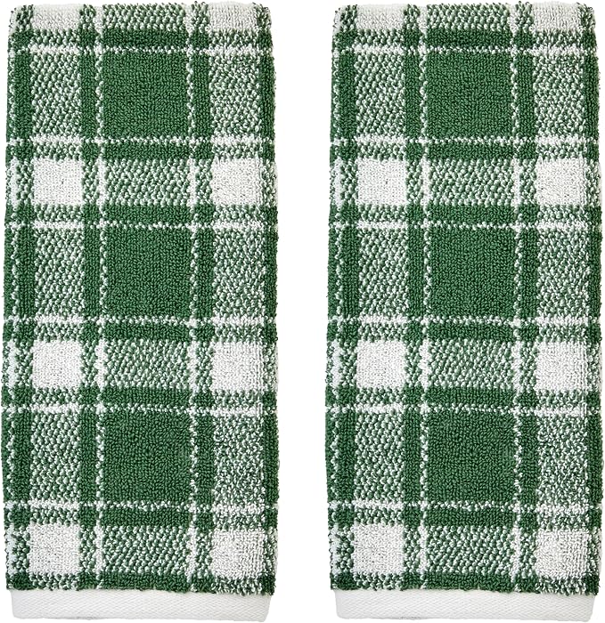 SKL Home Buffalo Plaid 100% Cotton Jacquard 2pc Hand Towel Set, Reversible by SKLHomebySaturdayKnightLtd