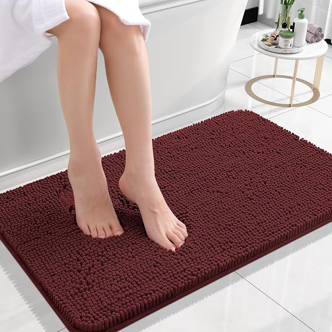 OLANLY Bathroom Rugs 24x16, Extra Soft Absorbent Chenille Bath Rugs, Rubber by OLANLY