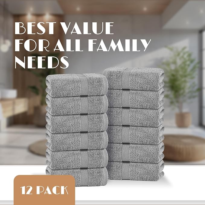 White Classic Light Gray Washcloths Set - Image 4