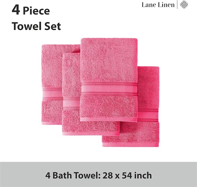 LANE LINEN 100% Cotton Large Bath Towels Set of 4 - Image 4