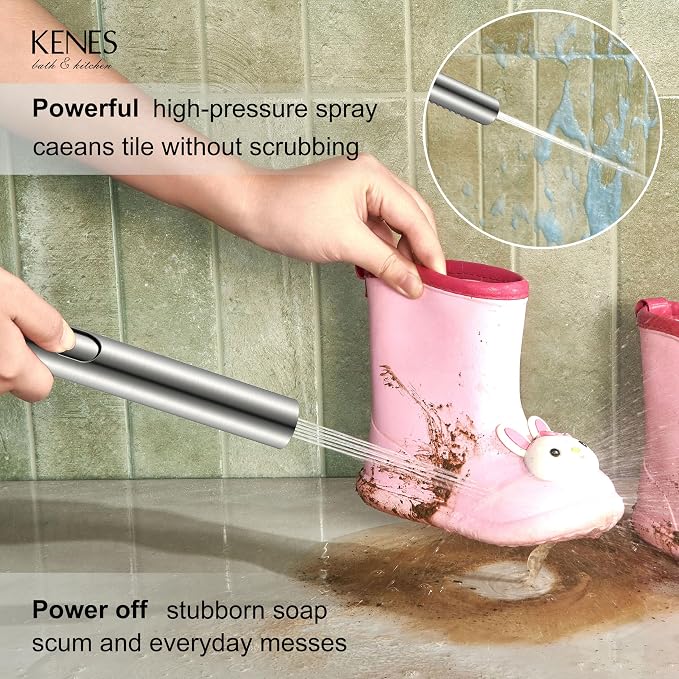 KENES Square Rainfall Shower System Faucet Set, Brushed Nickel Rain Shower Head - Image 5