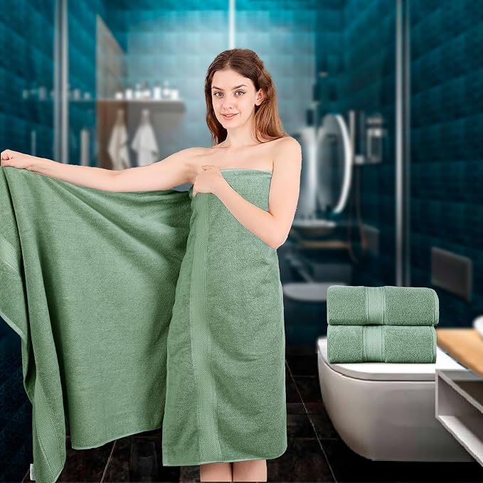 HILLFAIR 600 GSM- 40 x 80 Inches- 100% Cotton 2 Pc XXL Oversized Bath Towel - Image 7