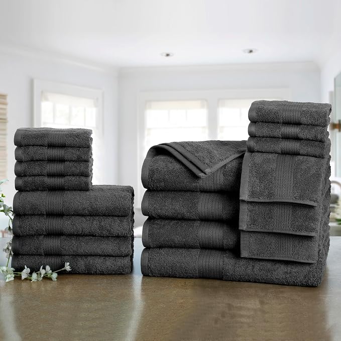 Ample Decor Bathroom Towel Set of 18-4 Hand Towel, 4 Bath Towel, 10 Wash Cloths - Image 2