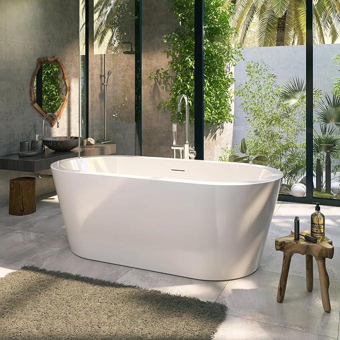 61" Acrylic Free Standing Tub, Stand Alone Tub, Freestanding Bathtub, Soaking by YinzanwBathtub
