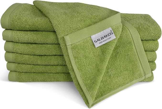 SALBAKOS 100% Turkish Cotton Washcloth Set of 12 13x13 inch | Heirloom Quality by SALBAKOS