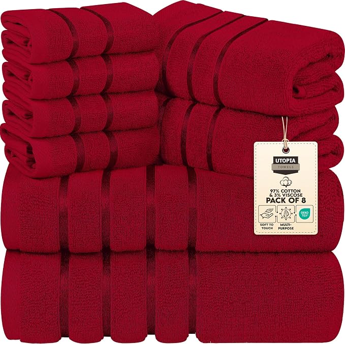 Utopia Towels 8-Piece Luxury Towel Set, 2 Bath Towels, 2 Hand Towels, and 4 by UTOPIATOWELS