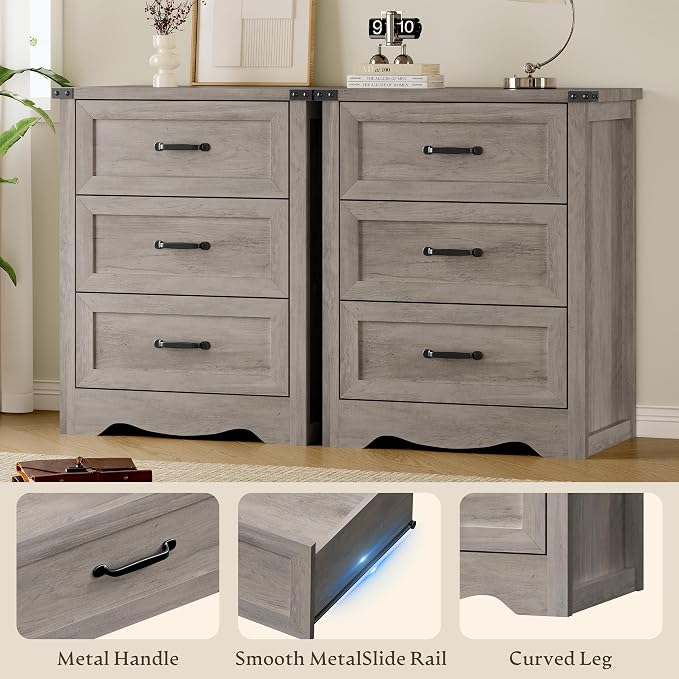 3-Drawer Dresser for Bedroom, Small Wooden Chest of Drawers - Image 5