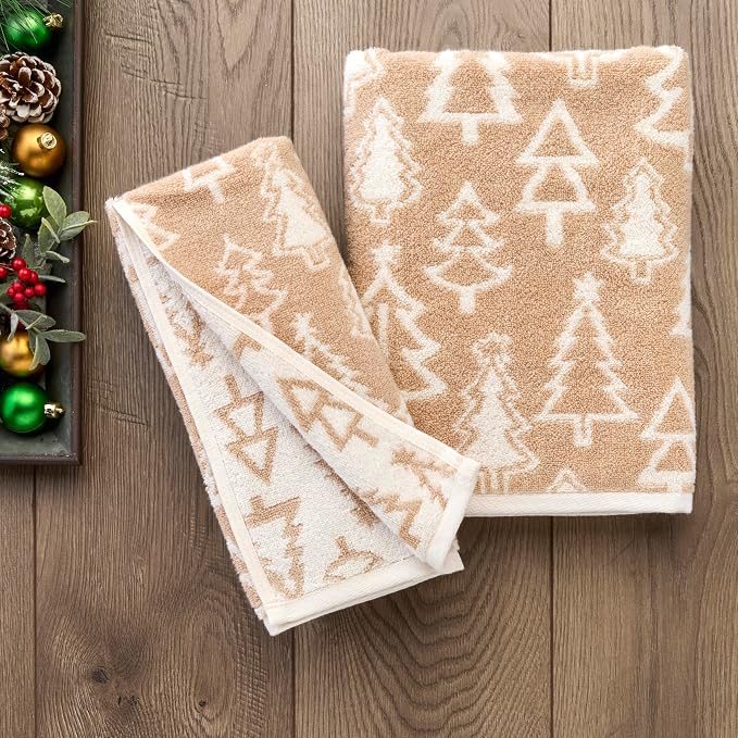 SKL Home Christmas/Winter Mod Tree 100% Cotton Premium Bath Towel, 500 GSM - Image 2