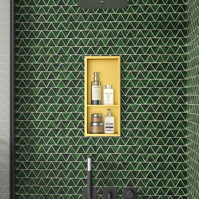 Stainless Steel Shower Niche 18"×8" Gold Double Shelf No Tiled Needed Niche - Image 2