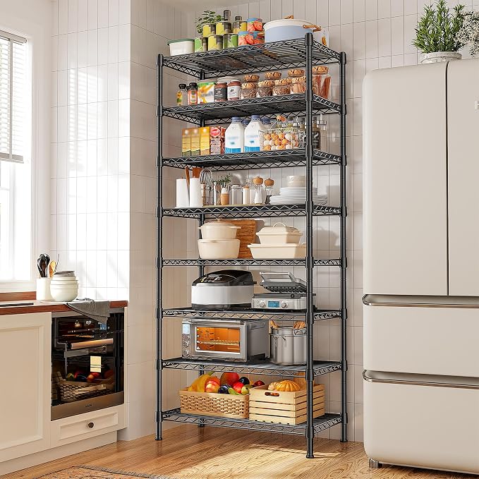 8 Tier Wire Shelving Rack Storage Shelves Loads1200LBS, Metal Shelving - Image 7