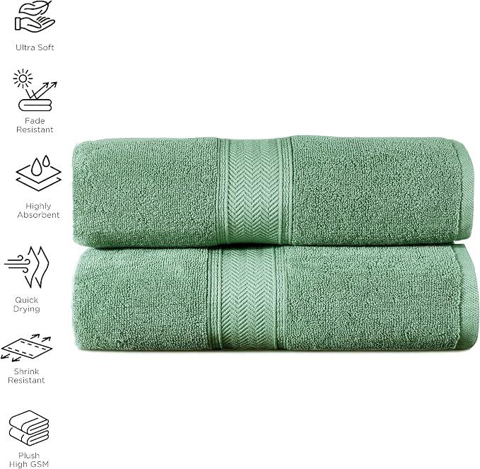 HILLFAIR 600 GSM- 40 x 80 Inches- 100% Cotton 2 Pc XXL Oversized Bath Towel - Image 3