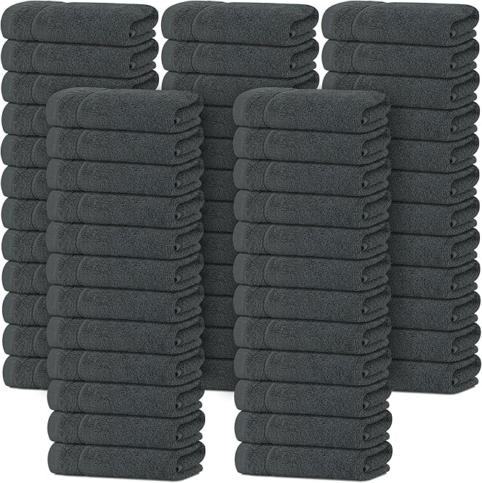Tens Towels Pack of 60 Washcloths, 12 x 12 Inches, Lighter Weight, Quick to Dry by TensTowels
