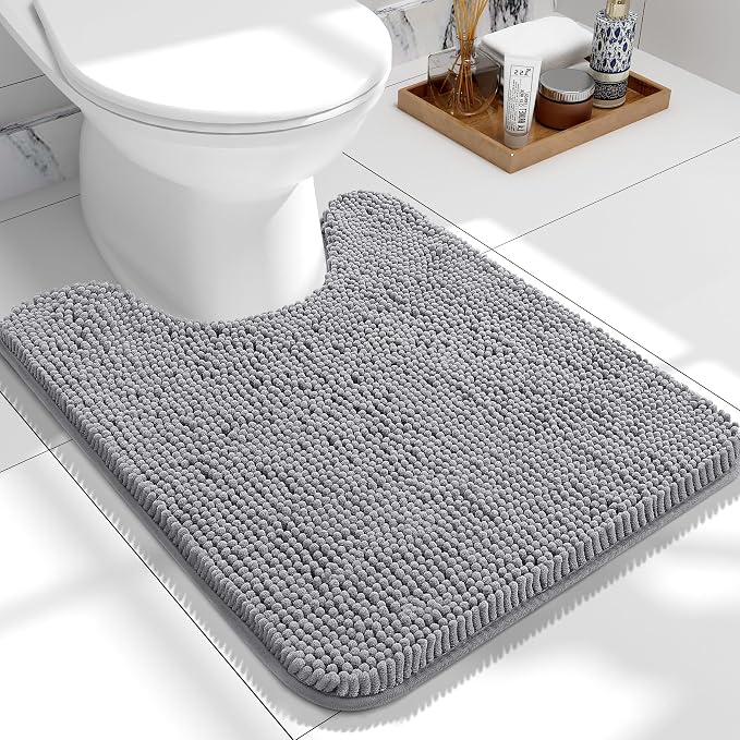 OLANLY Toilet Rugs U-Shaped 24x20, Extra Soft Absorbent Chenille Contour by OLANLY
