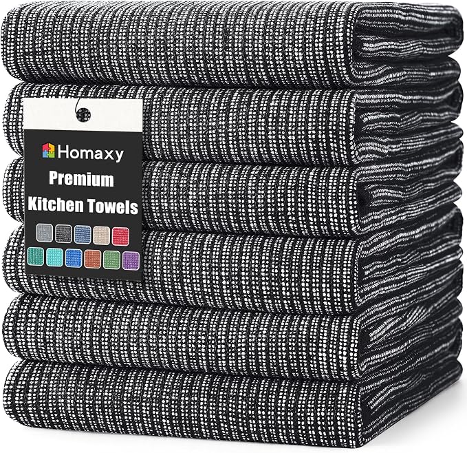 Homaxy Premium Kitchen Towels, Large Cotton Kitchen Hand Towels, Flat and Terry by Homaxy