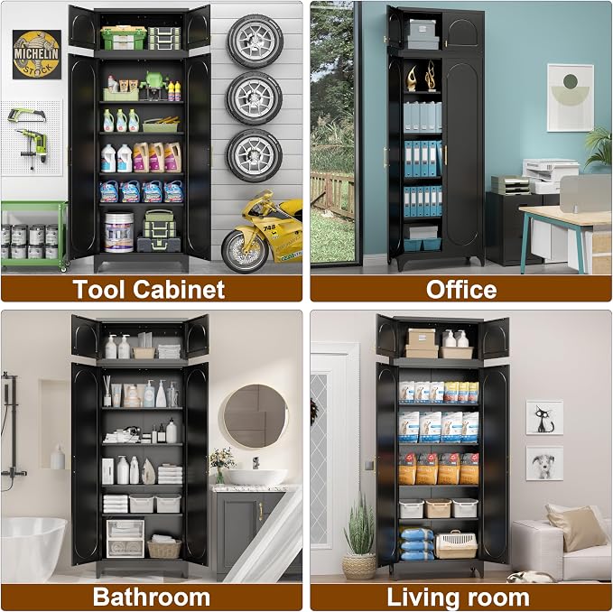 90" Metal Kitchen Pantry Cabinet, Freestanding Kitchen Storage Cabinet - Image 3
