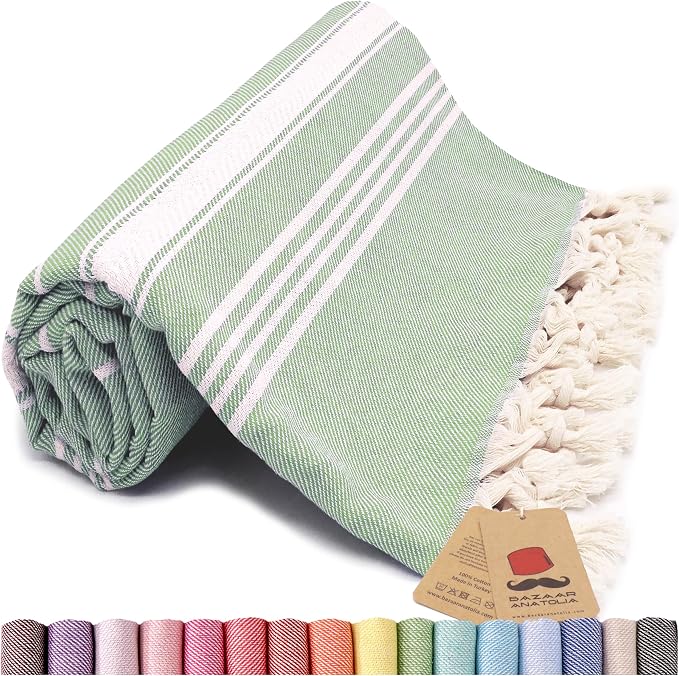 Bazaar Anatolia Turkish Beach Towel – 100% Cotton, Quick Dry, Sand Free Towel by BazaarAnatolia
