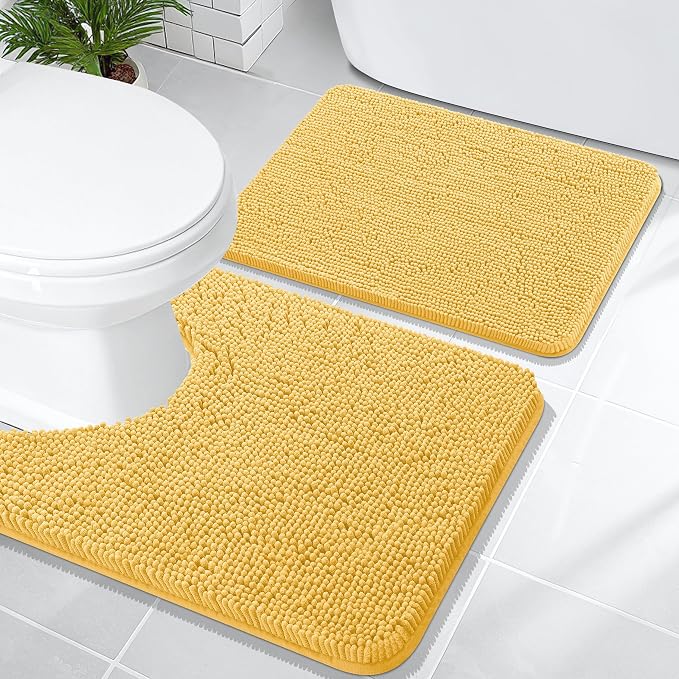 OLANLY Bathroom Rugs Sets 2 Piece, Soft Absorbent Chenille Bath Mats and by OLANLY